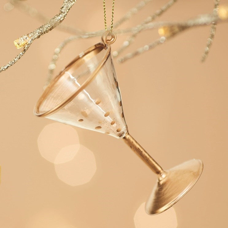 Classy Gold Polka Dot Martini glass hanging decoration for your Christmas Tree.