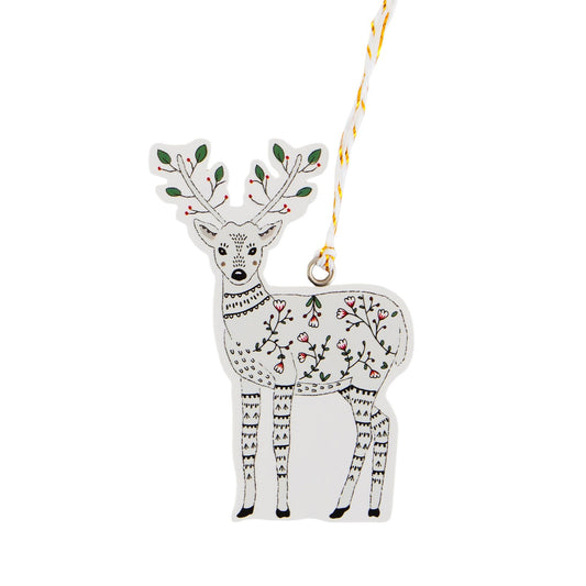 These beautiful Christmas gift tags feature a winter reindeer in a folk floral design, and come in a pack of 6.