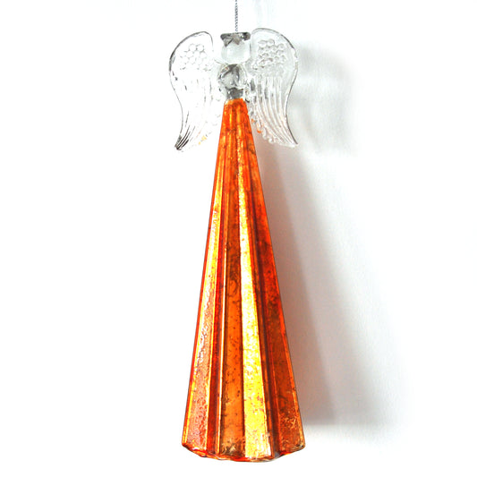 Orange Glass Angel Christmas Decoration for the Christmas Tree