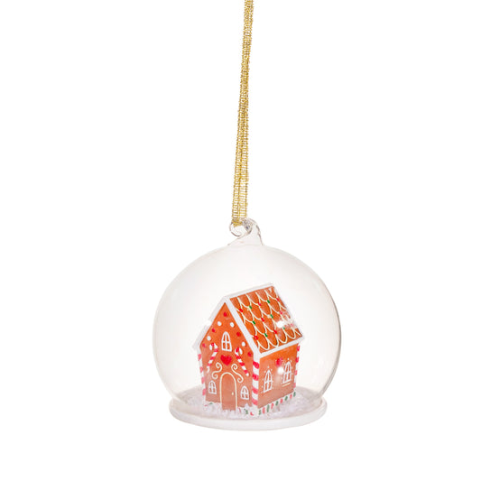 Gingerbread House Glass Dome Christmas Tree Hanging Bauble