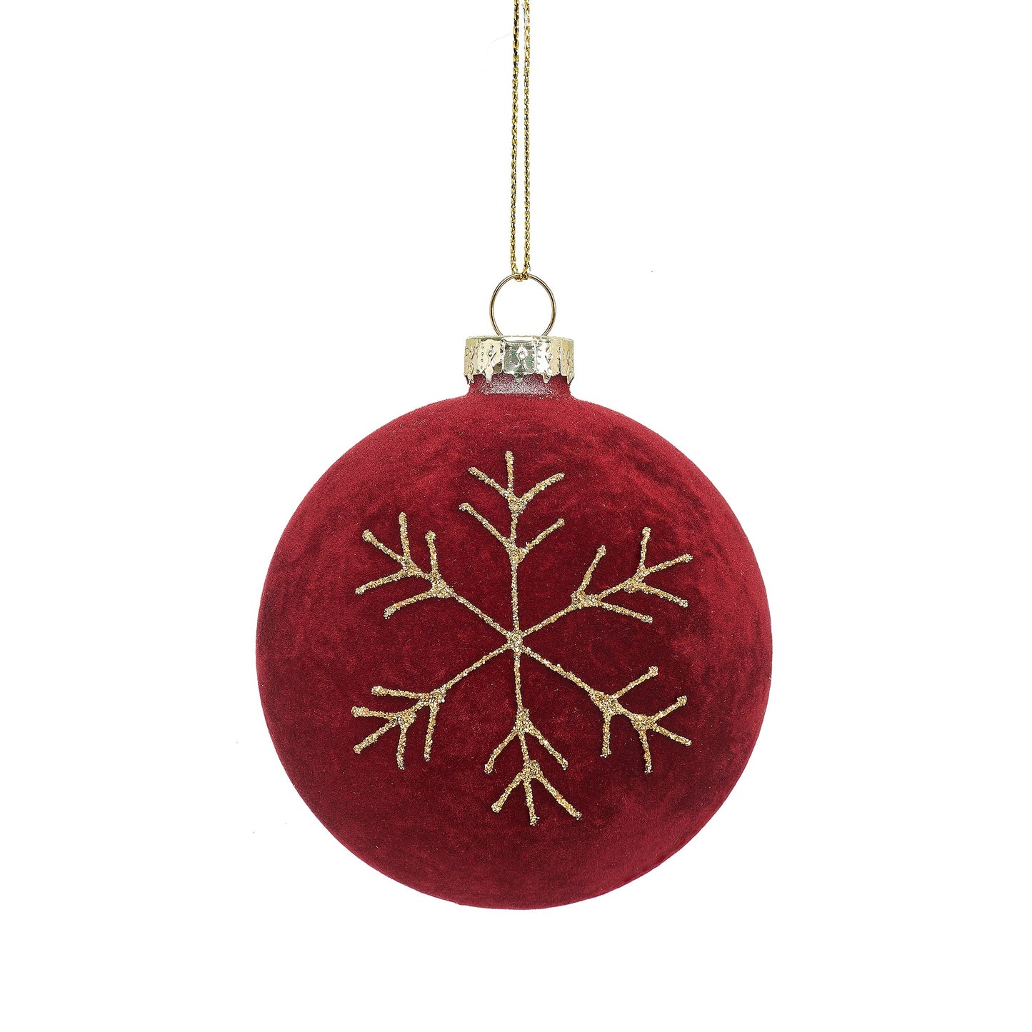 Red Velvet Snowflake Glass Christmas Tree Bauble