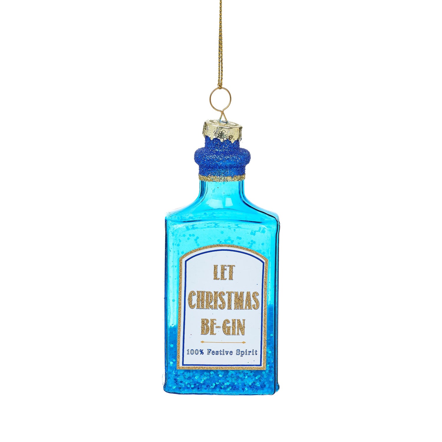 Get the party started with this glass, blue gin bottle with the slogan 'Let Christmas Be-Gin' for your Christmas tree! For all those Bombay Sapphire lovers out there...