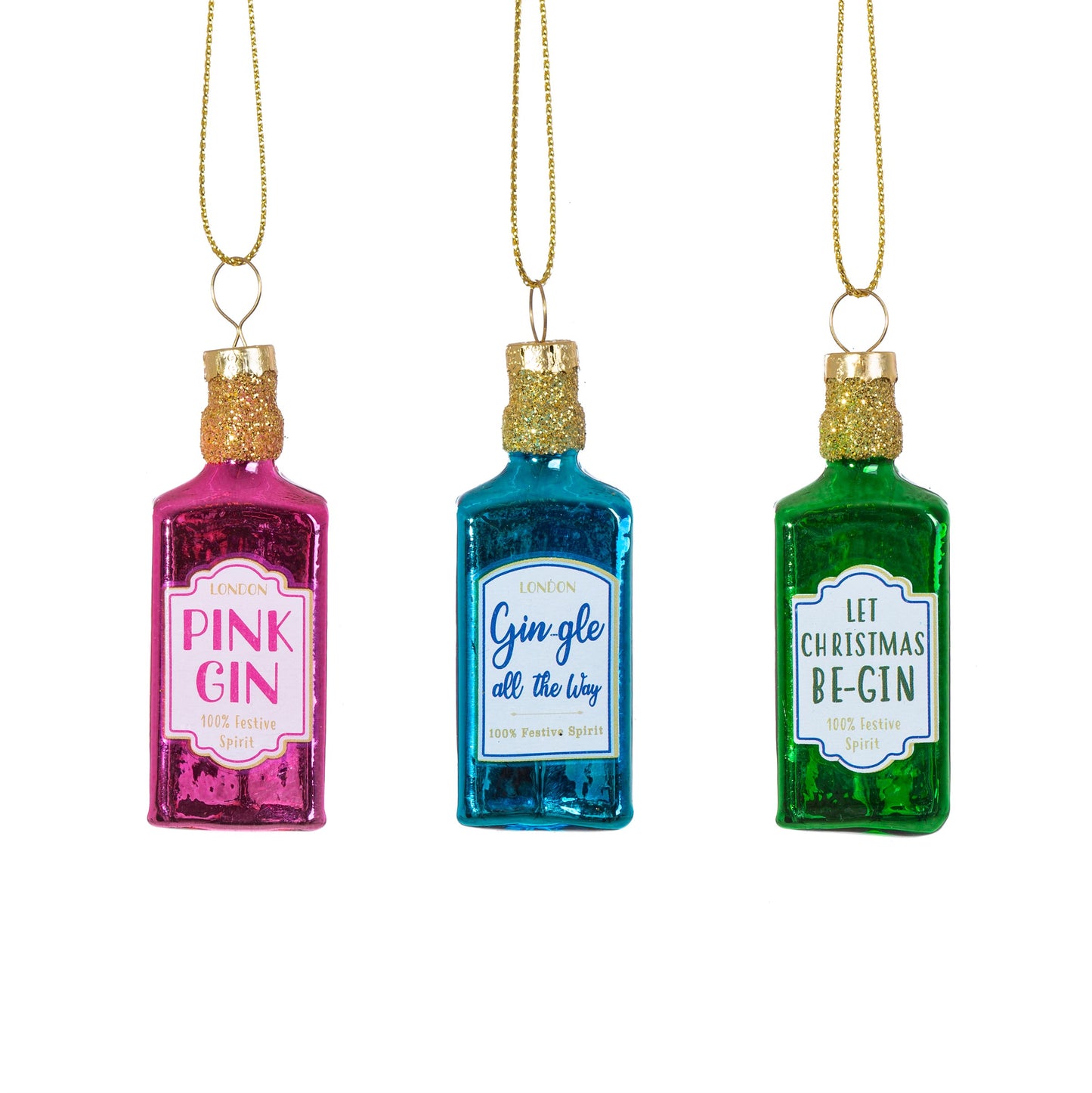 Gin Mini Drink Collection Christmas Tree Decorations (Set of 3)