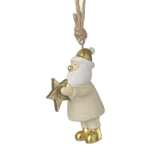 Santa Claus Holding Gold Star Christmas Decoration