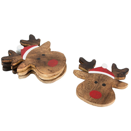 Rudolph the Reindeer Wooden Coasters (Set of 4)