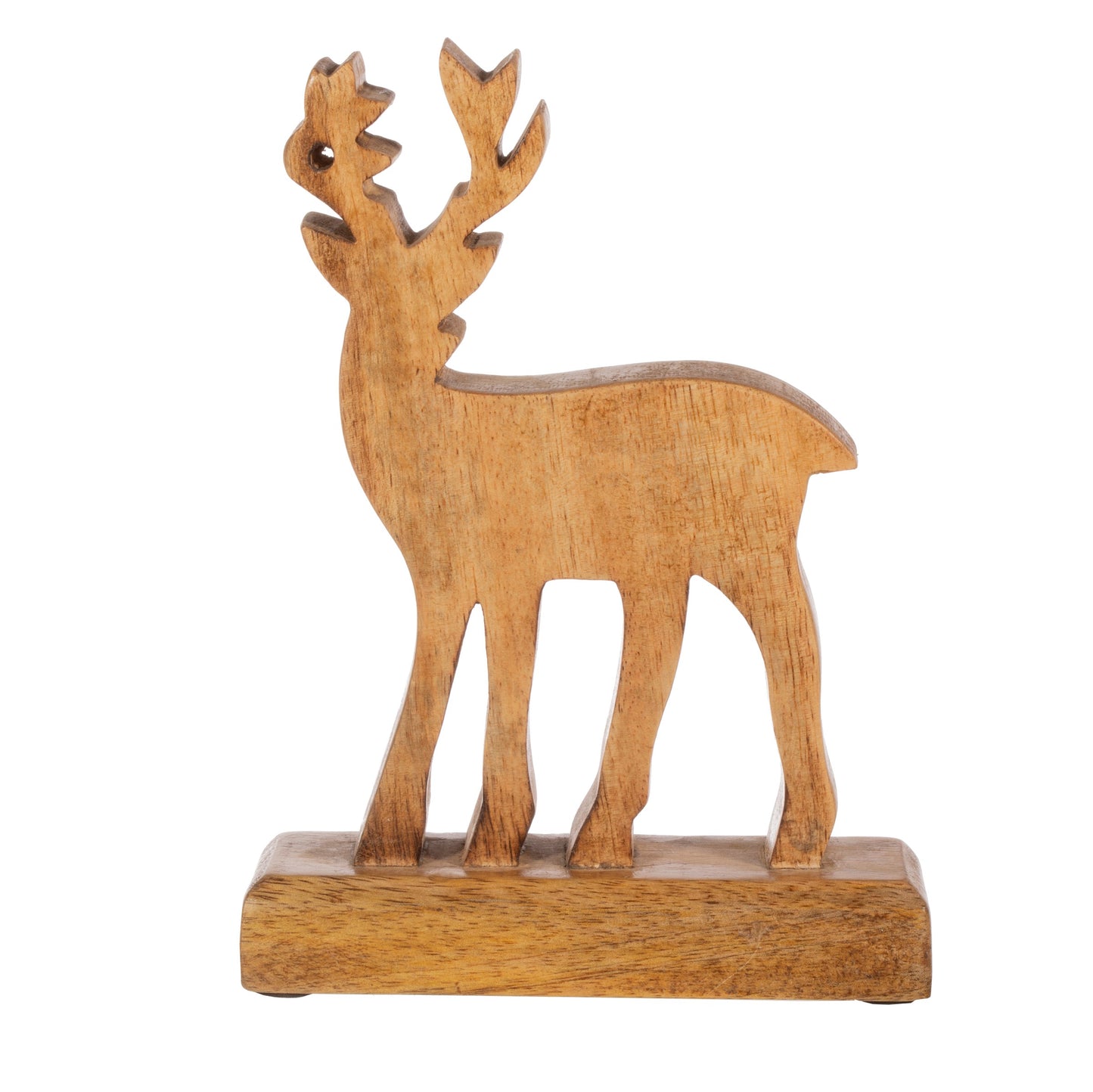 Natural Wood Standing Reindeer Christmas Ornament
