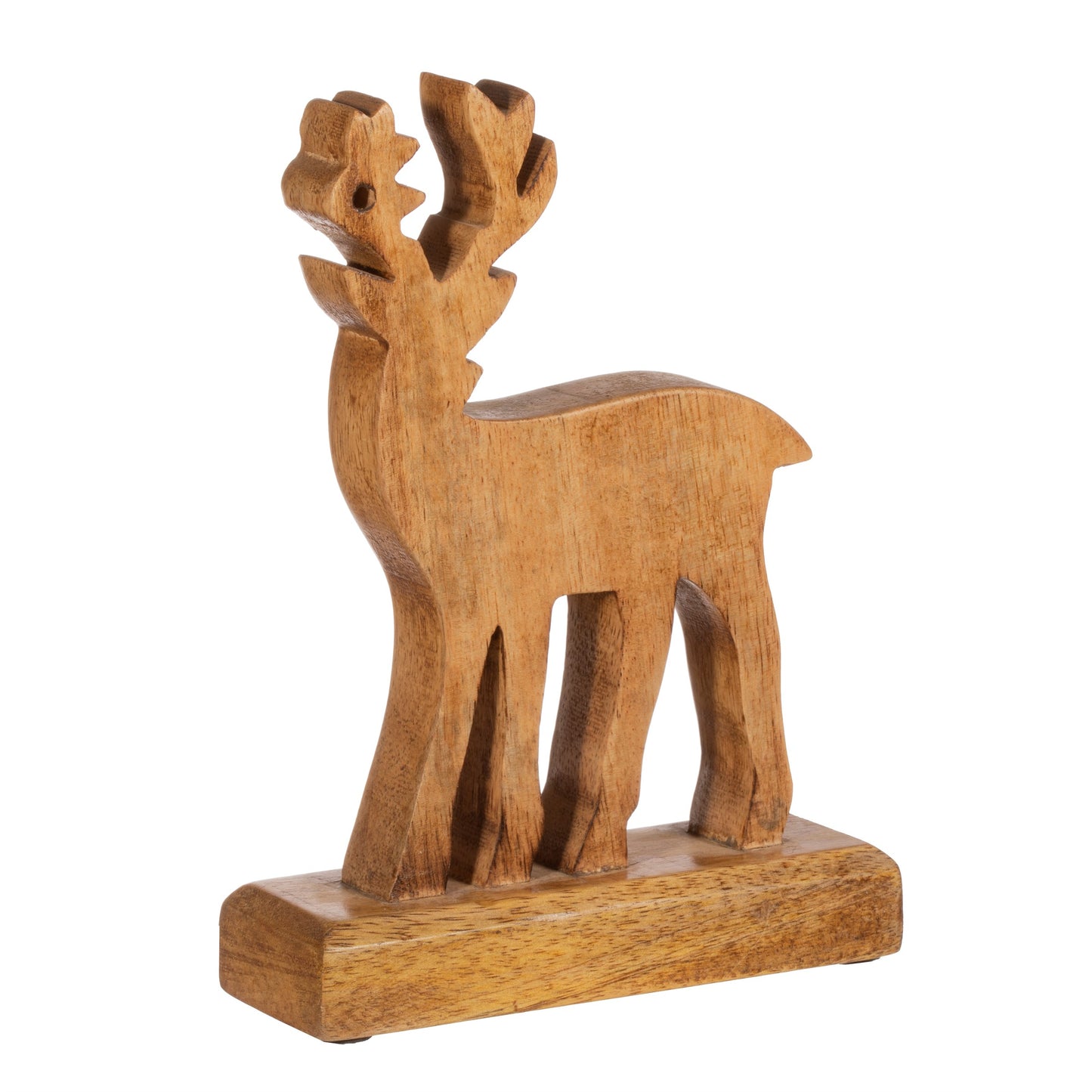 Natural Wood Standing Reindeer Christmas Ornament