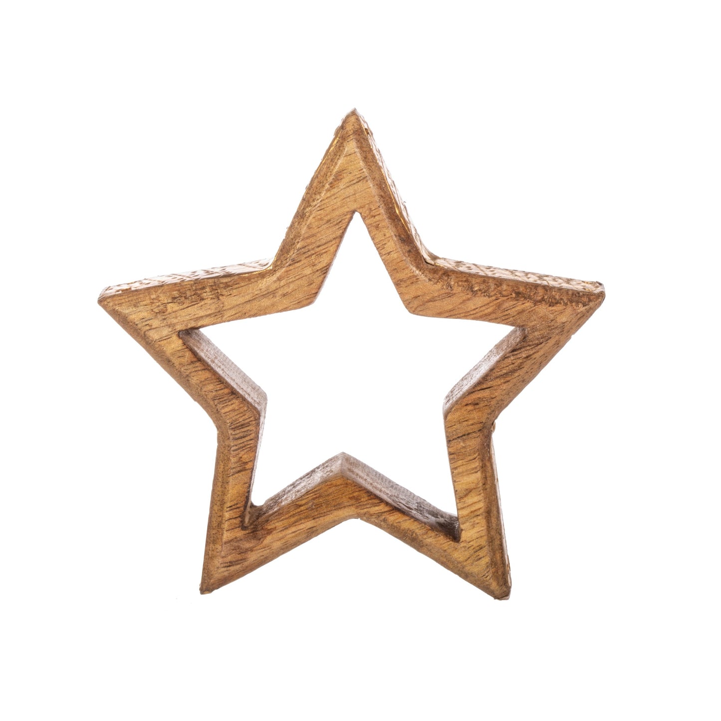 Wooden Star with Golden Edge Christmas Decoration (Small, Med or Large)