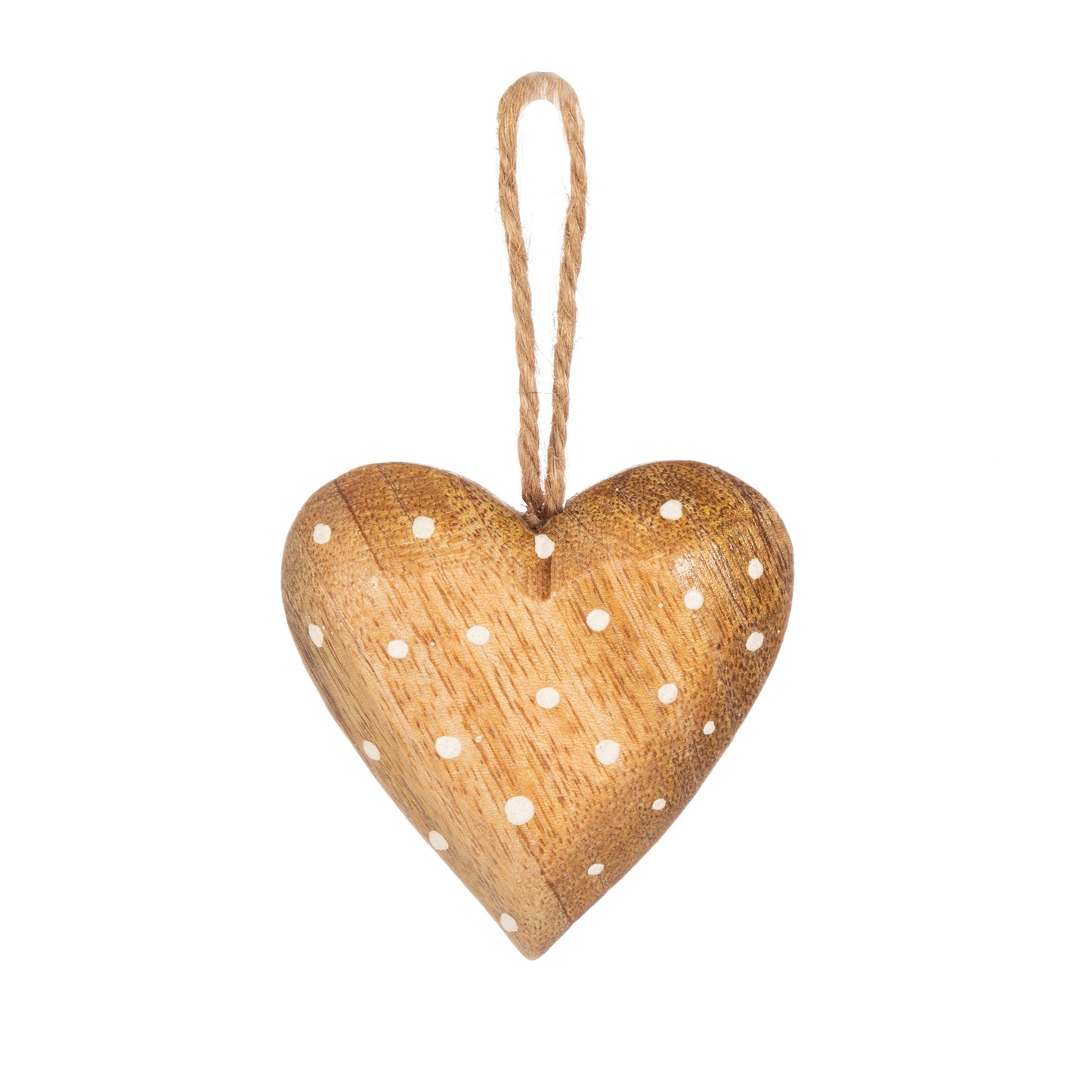 Wooden Heart with White Polka Dots Christmas Decoration