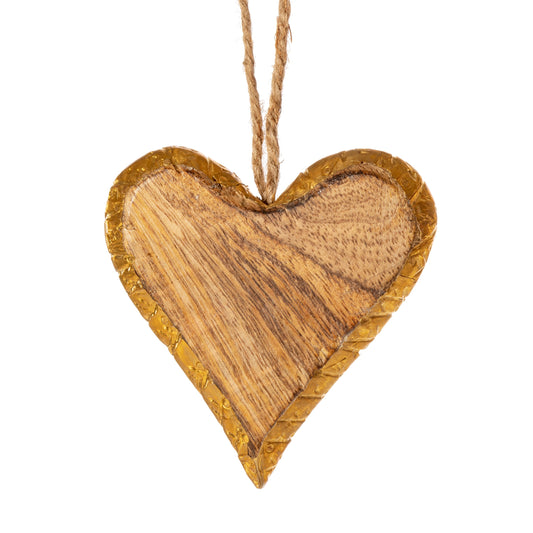 Natural Wood Heart Shaped Christmas Decorations (Small or Large)