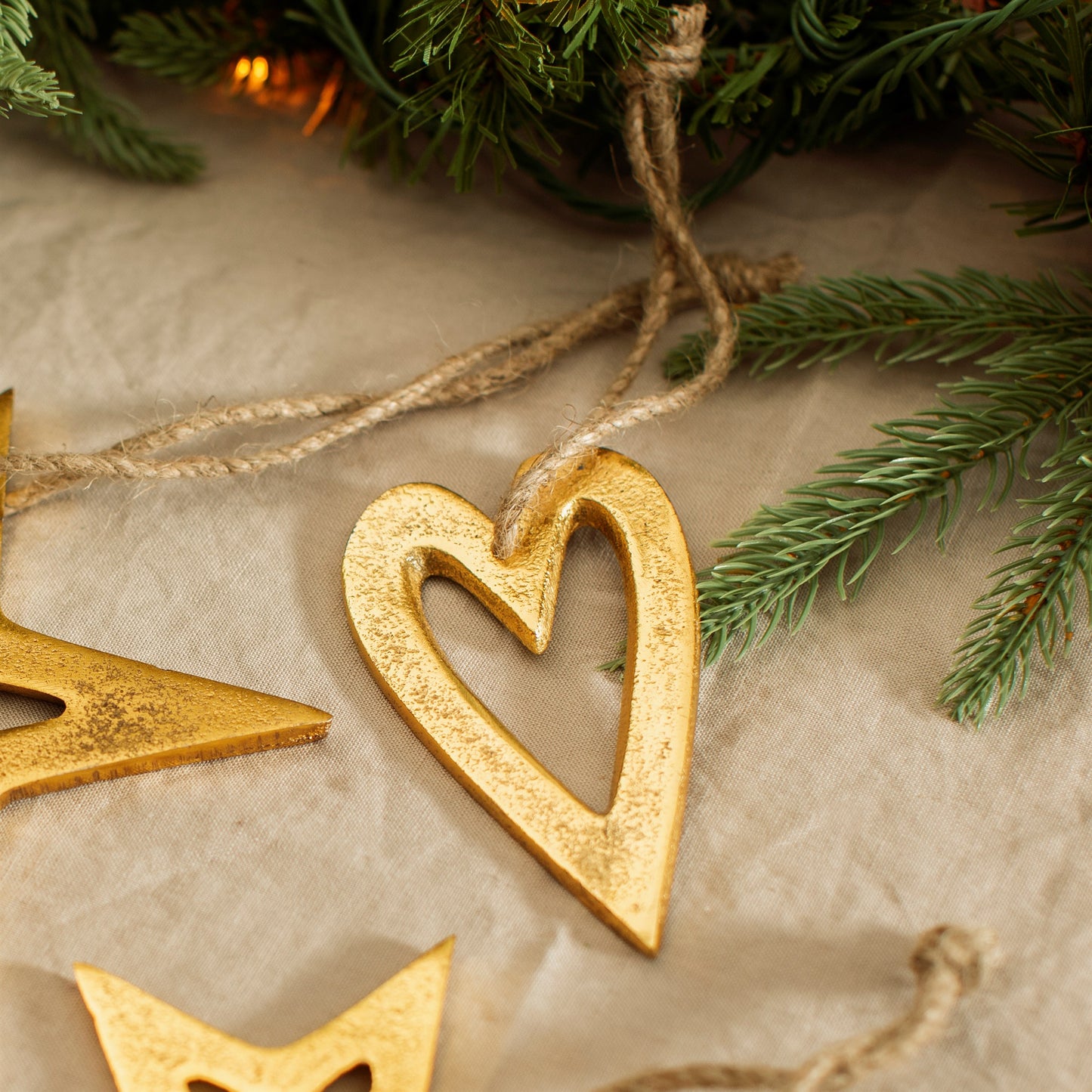 Golden Heart Christmas Tree Hanging Decoration