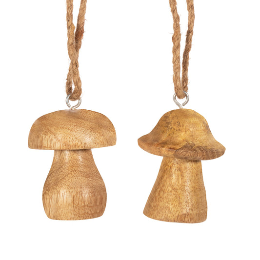 Natural Wood Mushroom Toadstool Christmas Tree Decorations