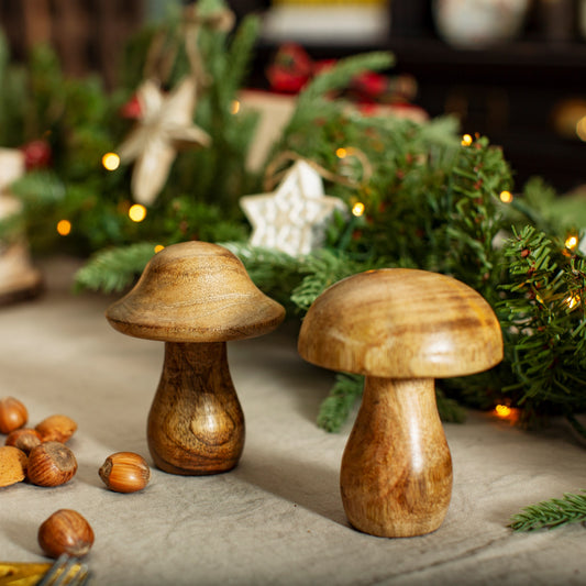 Natural Wood Mushroom/Toadstool Christmas Ornaments LARGE
