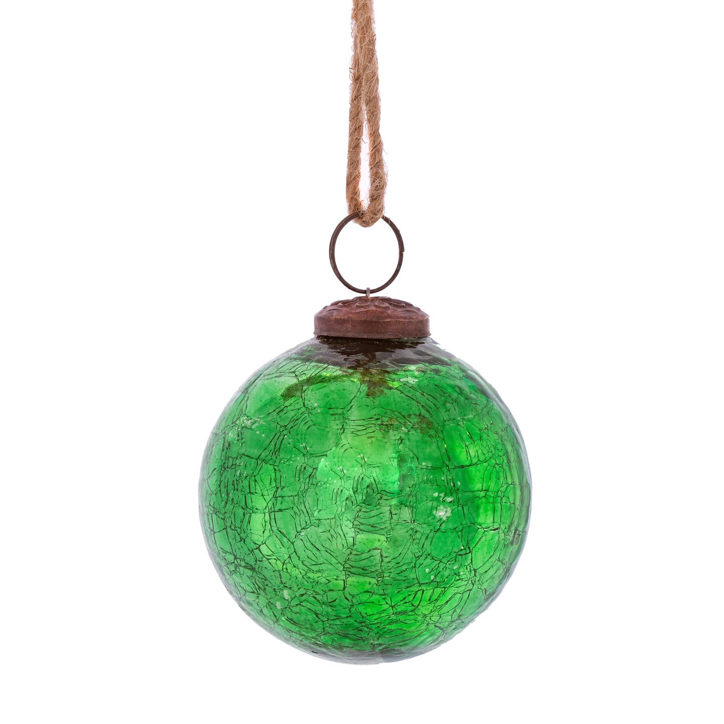 Crackle Glass Christmas Tree Baubles (Red, Green, Silver, Gold, Copper)