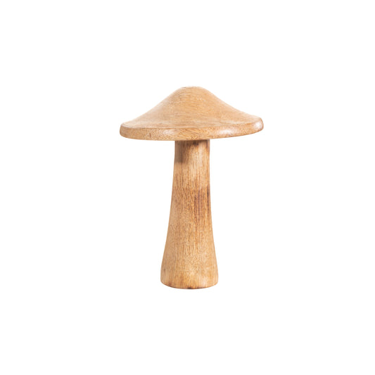 Tall Natural Wooden Mushroom Christmas Ornament