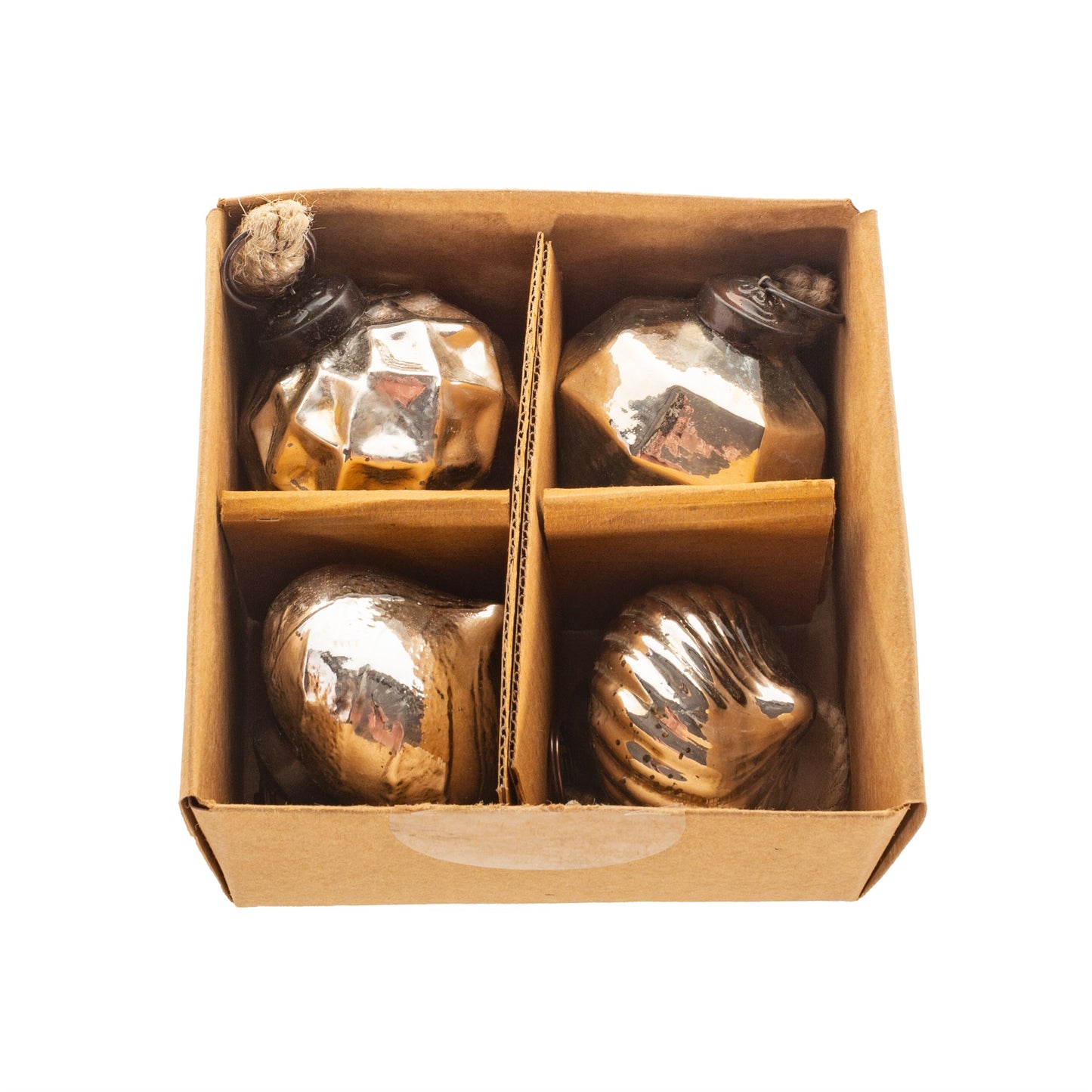 Silver Crackle Glass Assorted Christmas Tree Baubles (Set of 4)