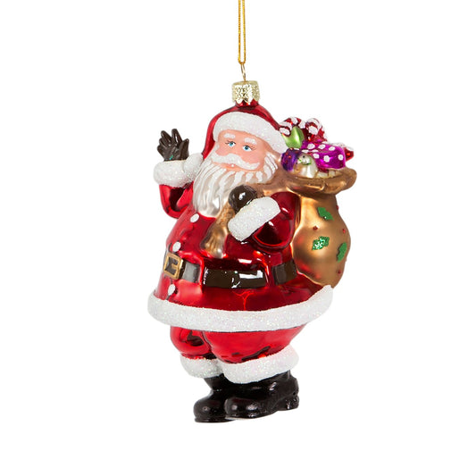 Jolly Santa with a sack of presents - a lovely hanging decoration for your Christmas Tree.