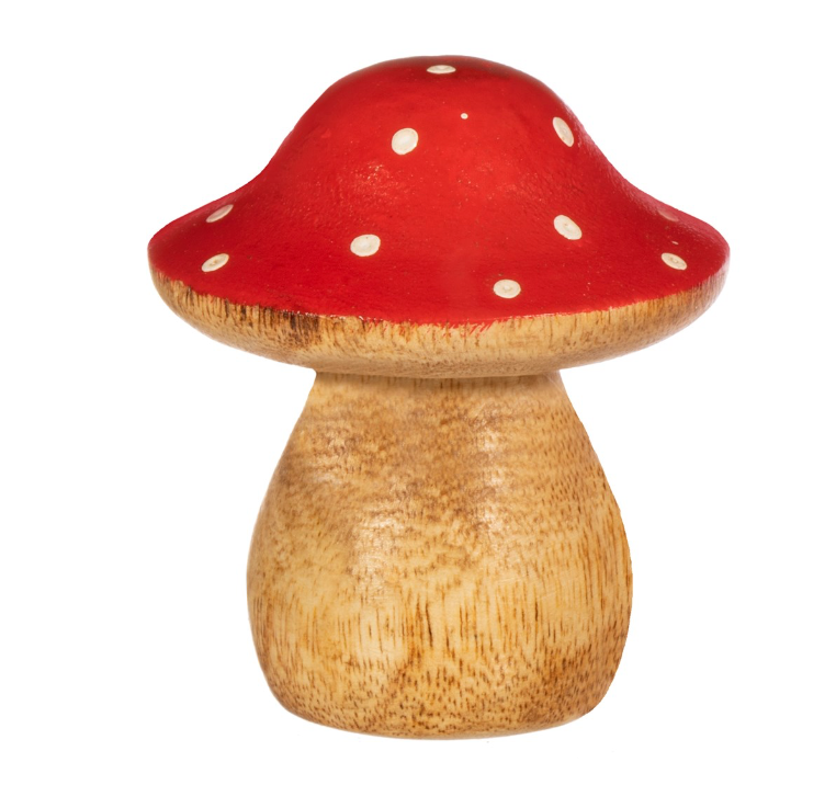 Red & White Polka Dot Wooden Mushroom Toadstool Christmas Ornaments
