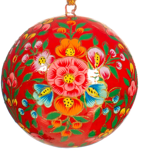 Kashmiri Floral Papier-mâché Christmas Tree Decorations