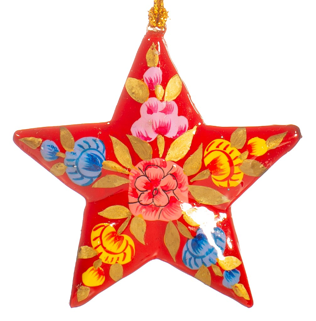 Star Shaped Kashmiri Floral Papier-mâché Christmas Tree Decorations