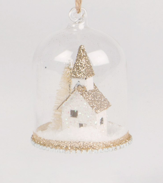 Glitter House Church Snow Globe Christmas Tree Baubles