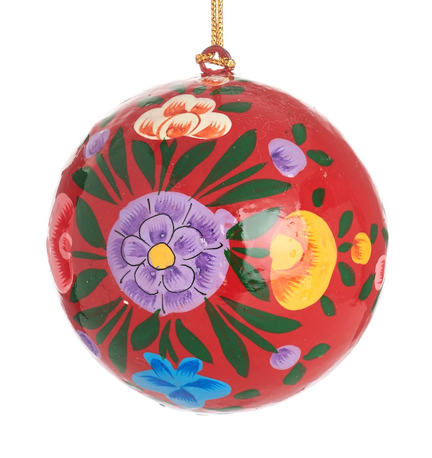 Kashmiri Folk Floral Papier-mâché Christmas Tree Decorations