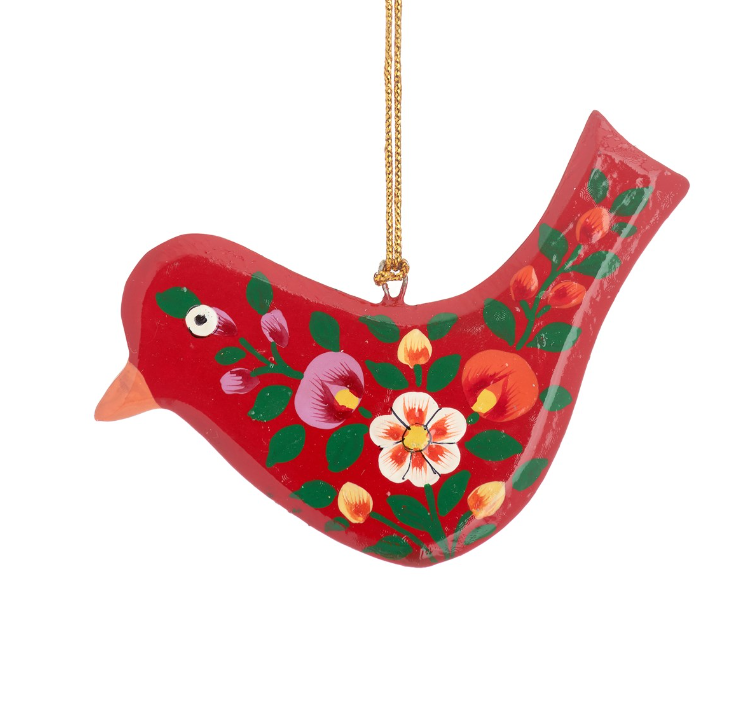 Kashmiri Festive Birds Wooden Christmas Tree Decorations