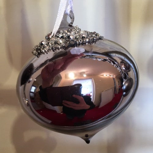 Shiny Iron Coloured Glass Christmas Tree Decoration with Beading (Sultan 8cm)