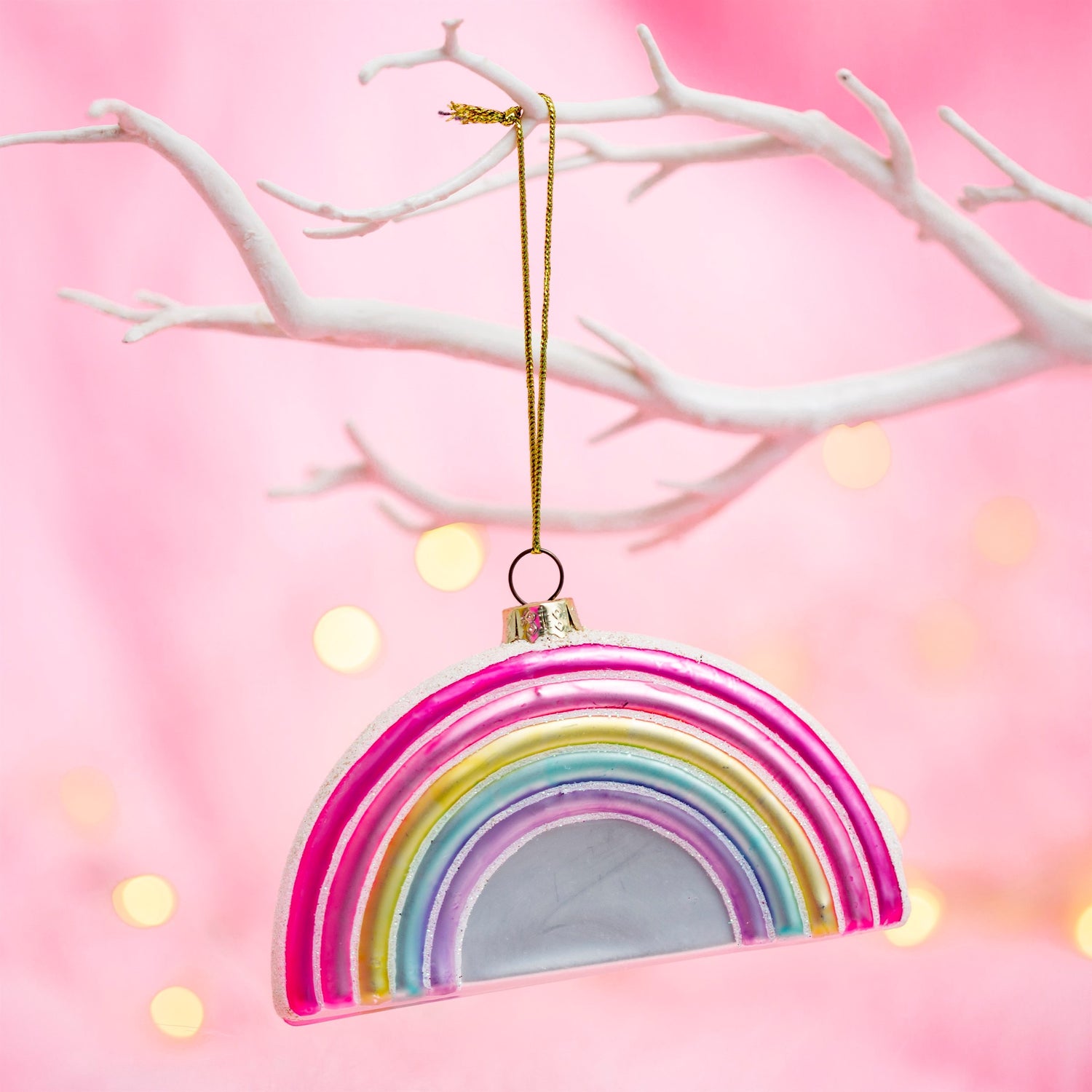Create a magical fairytale world with this pretty pastel coloured rainbow glass Christmas tree decoration!