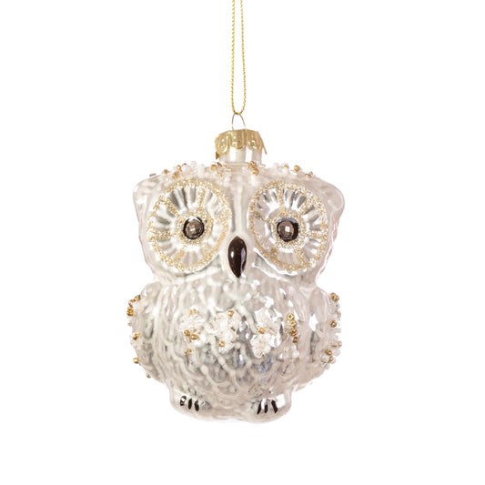 OMG how cute is this snowy owl!? This glass Christmas decoration features some delicate beading and gold glitter, and will definitely melt some hearts this festive season!
