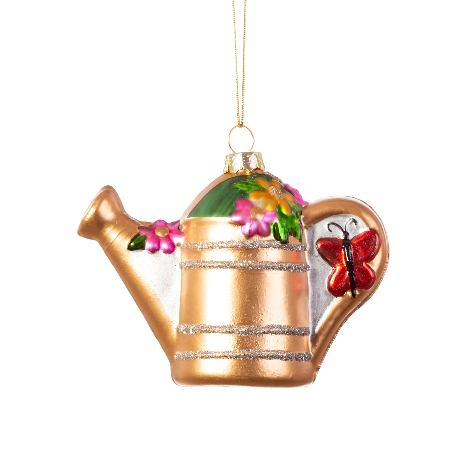 This miniature watering can glass Christmas decoration is very cute, and features beautiful butterflies! Perfect gift for your green fingered friends!
