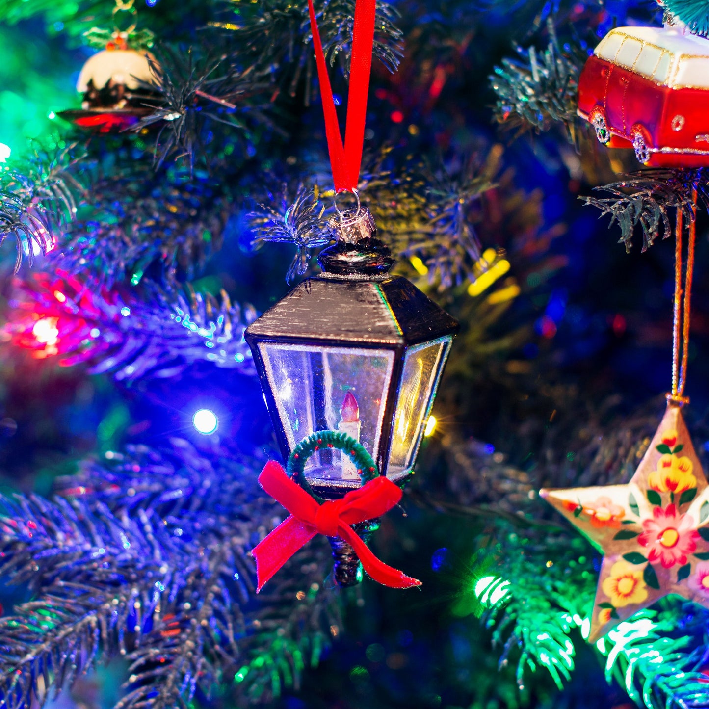 London Street Lamp Glass Christmas Tree Decoration