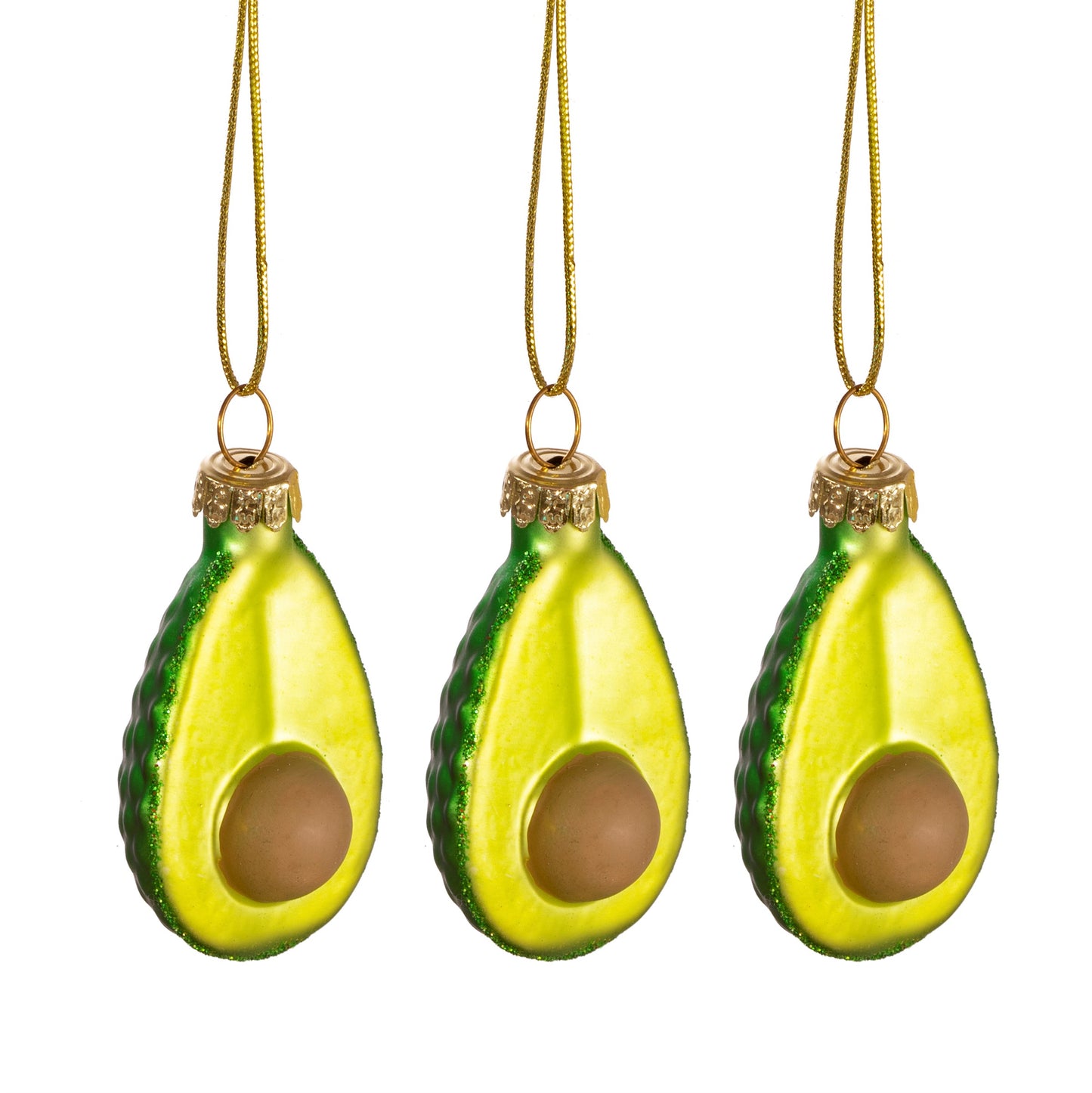 Avocado Glass Christmas Tree Decorations (Set of 3)