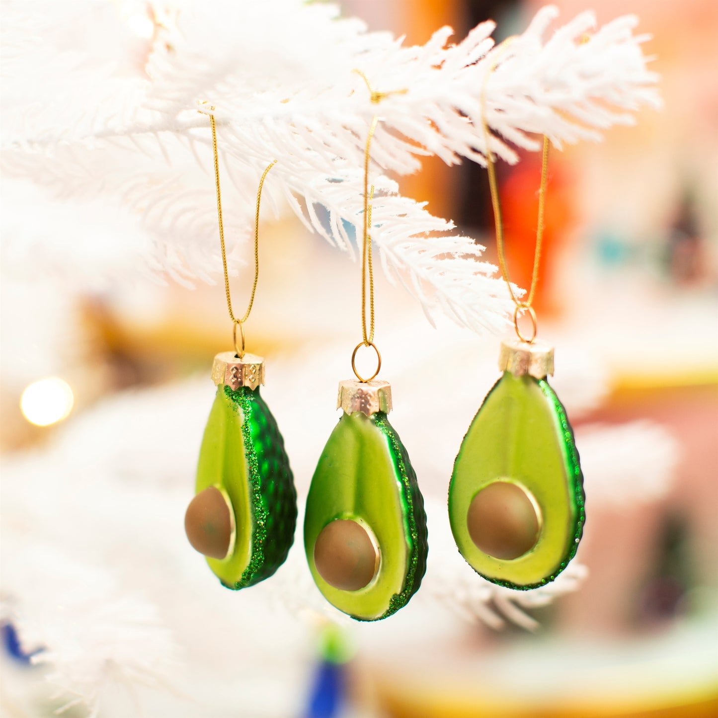 Avocado Glass Christmas Tree Decorations (Set of 3)