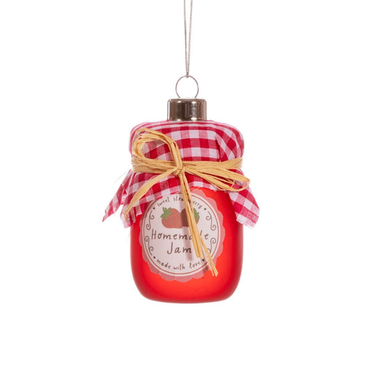 Strawberry Jam Jar Glass Christmas Tree Decoration
