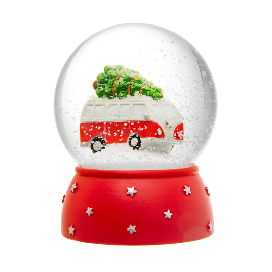 Camper Van Glass Snow Globe Christmas Ornament