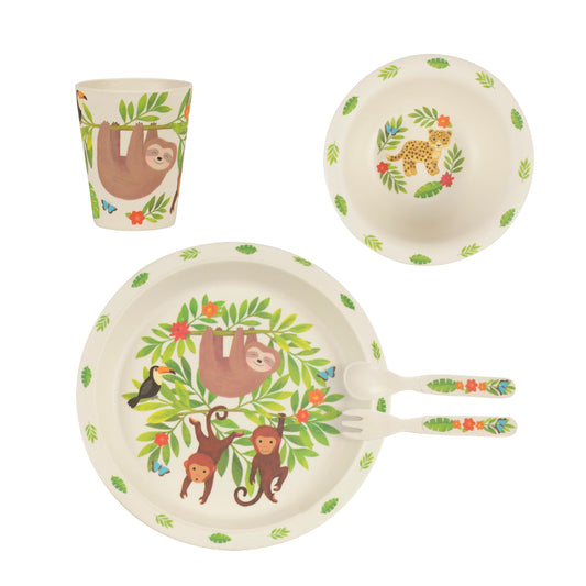 Chill out with Sloth and his friends with this bamboo tableware and cutlery set featuring gorgeous jungle scenes.