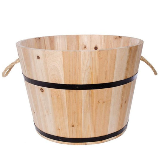 Deluxe 50cm hand-made wooden barrel with a Quick Stand 8 Christmas Tree Stand.