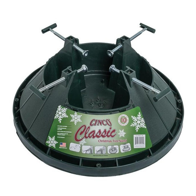 Classic Christmas tree stand the Cinco 10 is suitable for up to a 10 ft Christmas tree, with secure bolts and holds water.