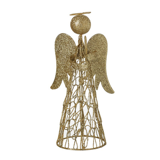 Gold Glitter Angel Christmas Tree Topper Decoration