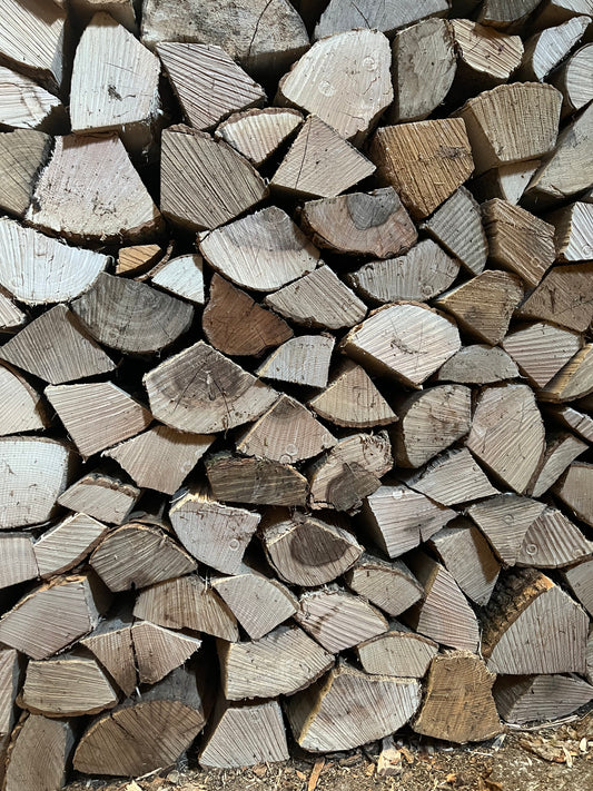 Locally grown dry seasoned hardwood that will burn slowly. Buy 1, 2 or 4 cubic metres of 9" logs with free delivery to Cirencester and surrounding Gloucestershire villages.