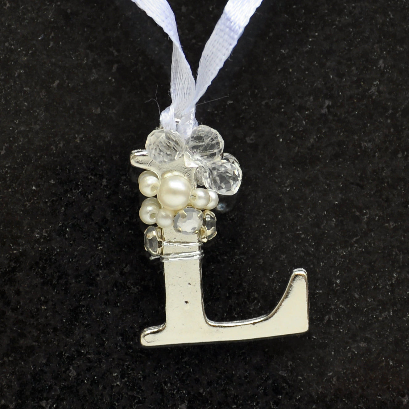 Alphabet Letter Silver Jewelled Tree Decorations