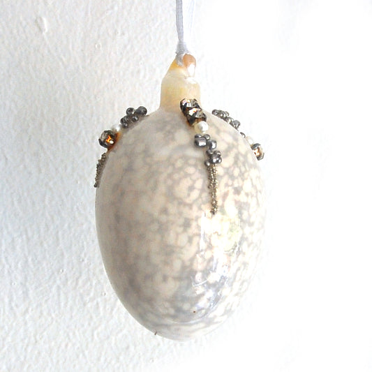 White Marble Egg Glass Christmas Decoration Beads for the Christmas tree