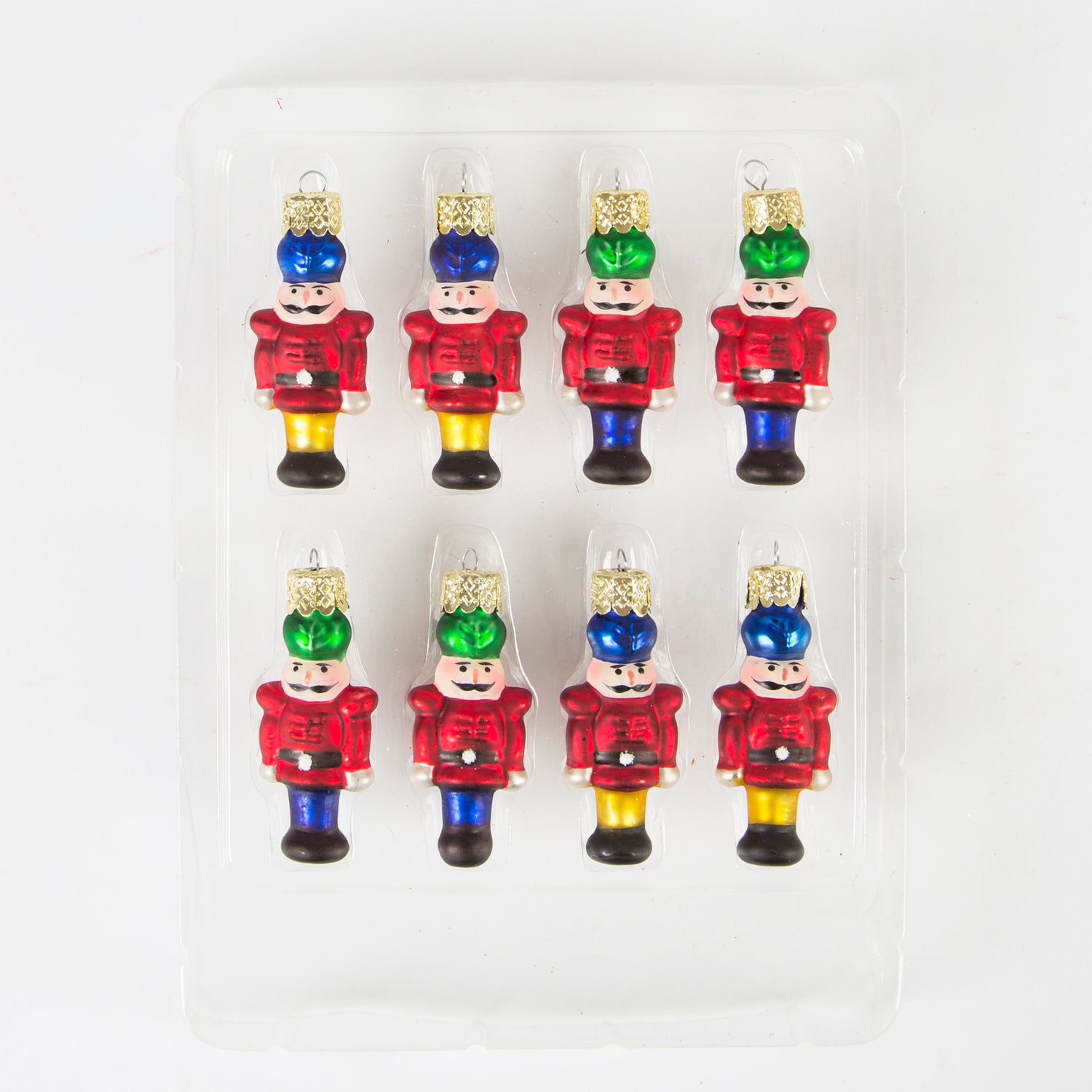 8 Mini Glass Nutcracker Soldier Christmas Tree Decorations