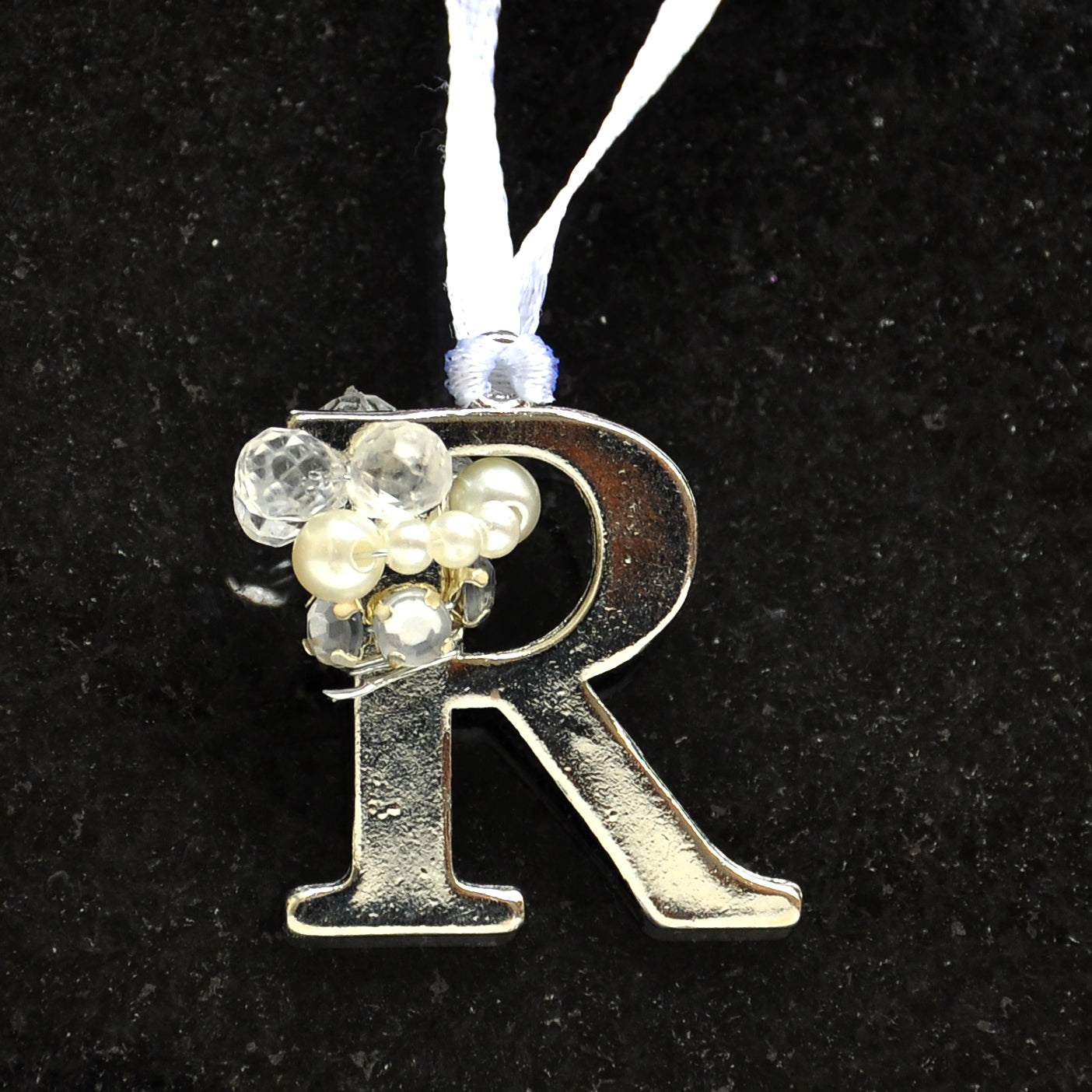 Alphabet Letter Silver Jewelled Tree Decorations