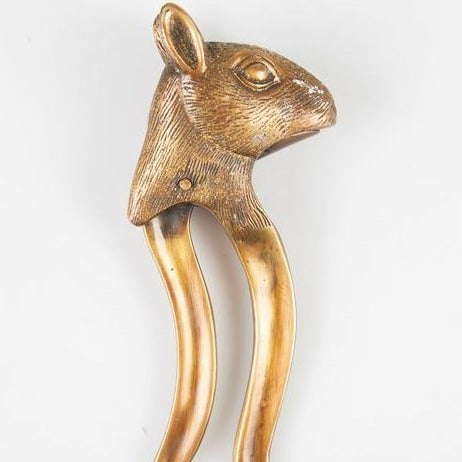 Striking solid brass squirrel's head nutcracker