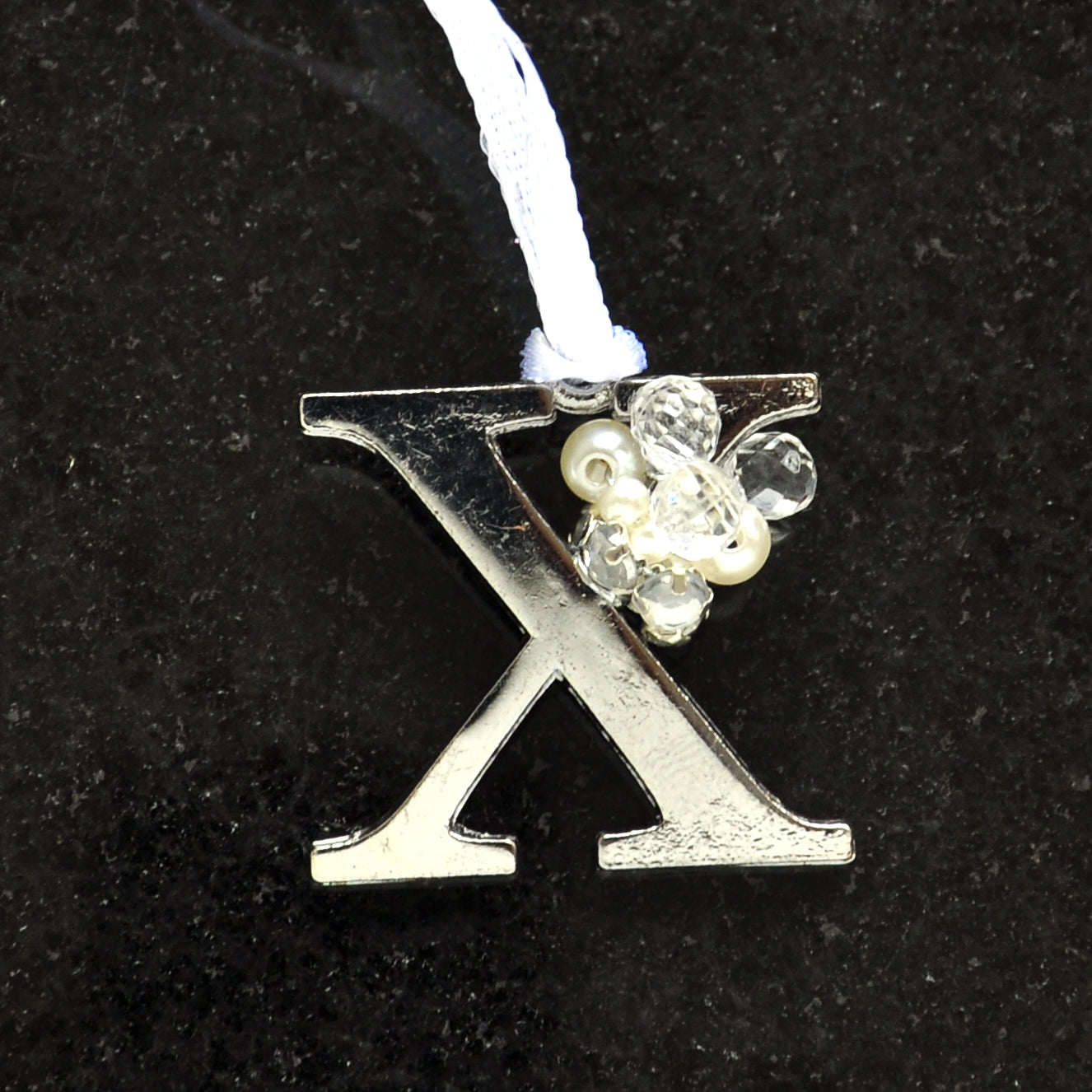 Alphabet Letter Silver Jewelled Tree Decorations