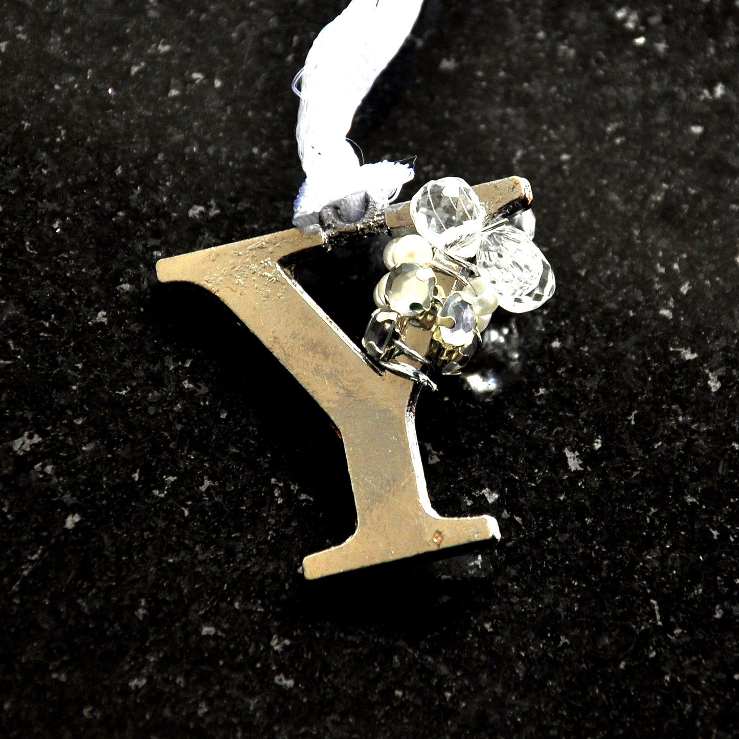 Alphabet Letter Silver Jewelled Tree Decorations